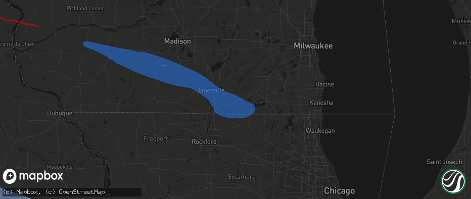 Hail map in Darien, WI on June 17, 2026