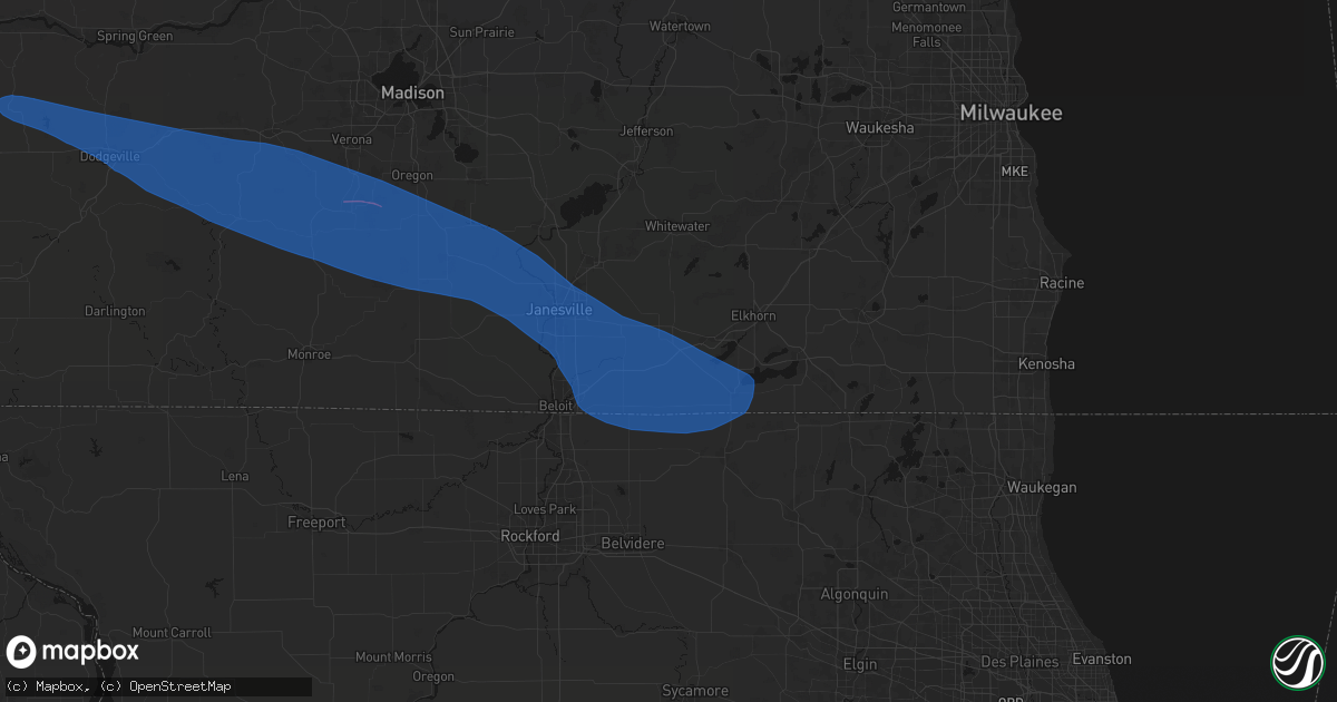 Hail map in Darien, WI on June 17, 2026