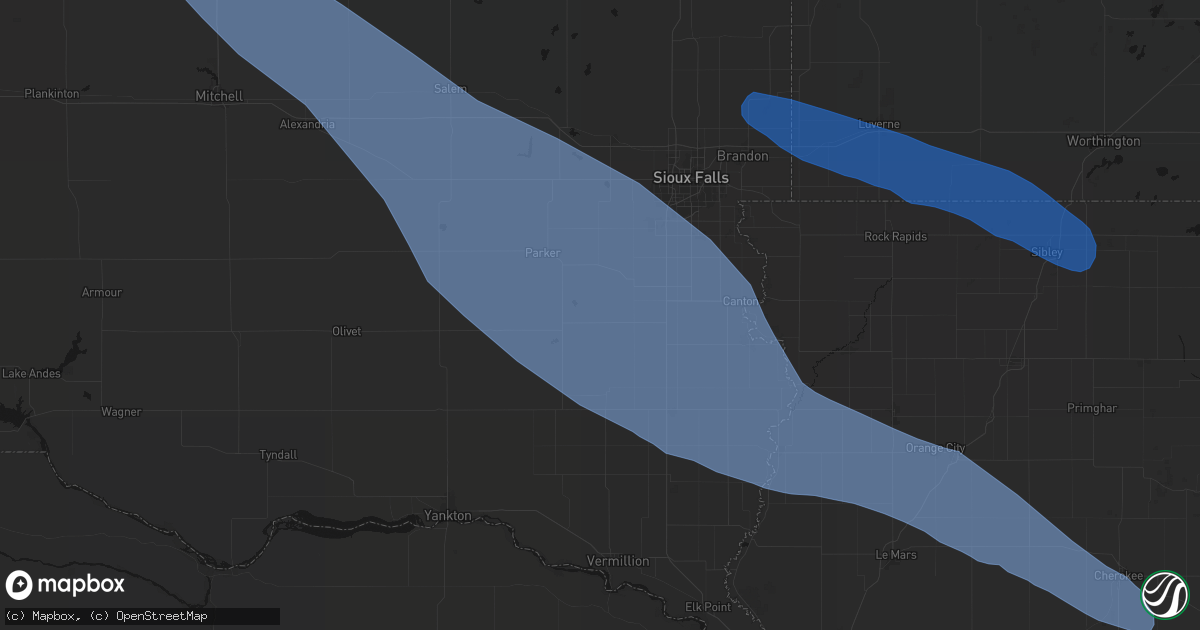Hail map in Davis, SD on June 17, 2026