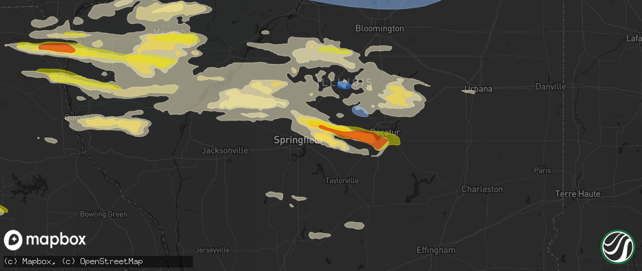 Hail map in Dawson, IL on June 17, 2026