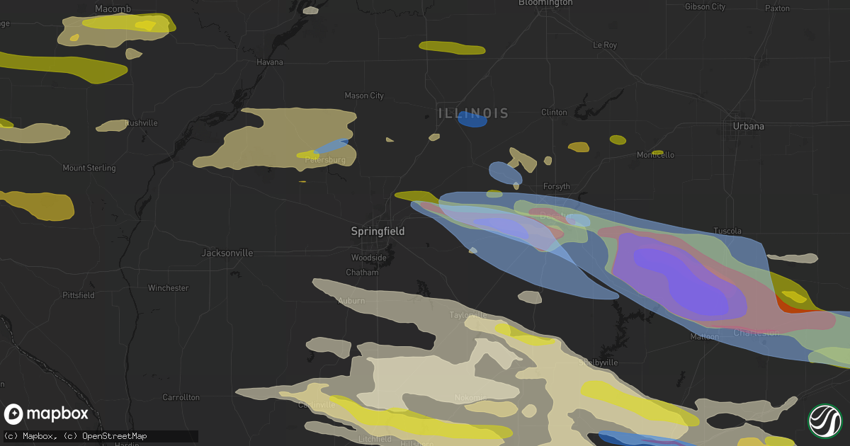 Hail map in Dawson, IL on June 17, 2026