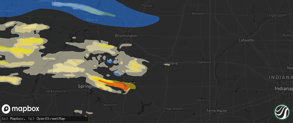 Hail map in De Land, IL on June 17, 2026
