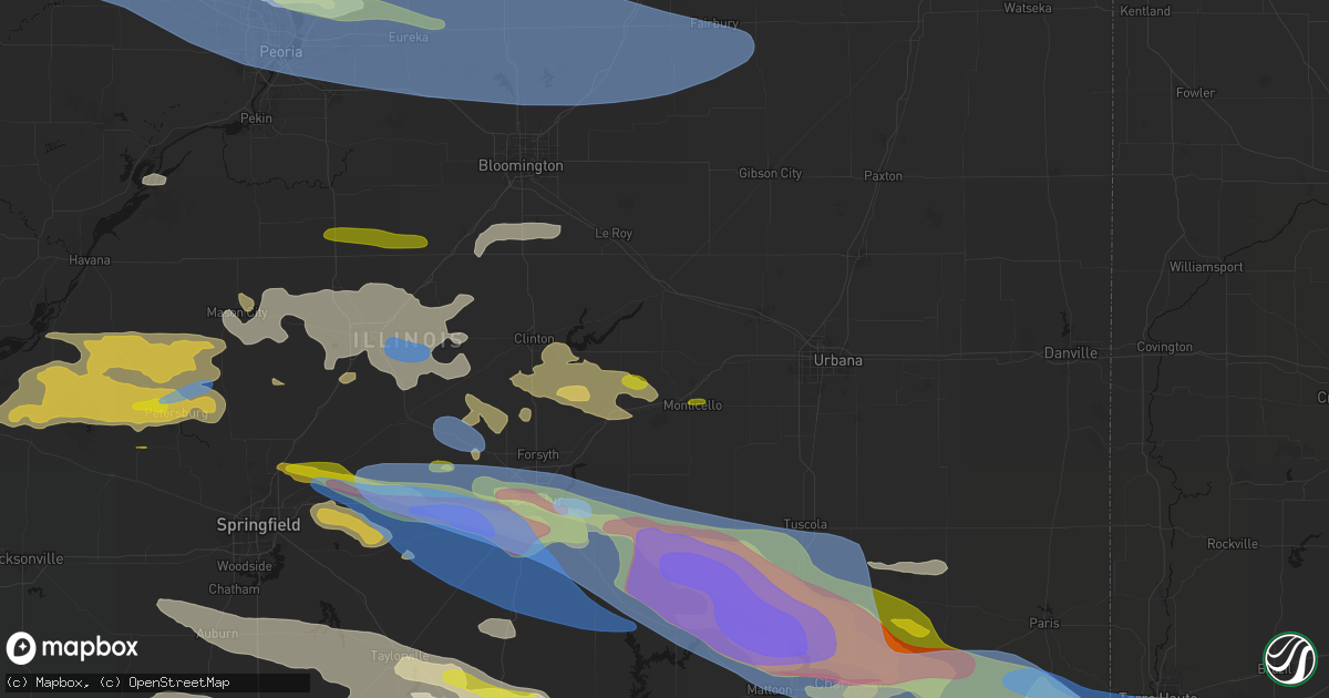 Hail map in De Land, IL on June 17, 2026