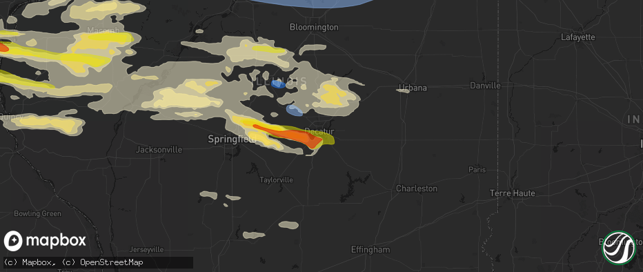 Hail map in Decatur, IL on June 17, 2026