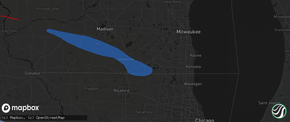 Hail map in Delavan, WI on June 17, 2026