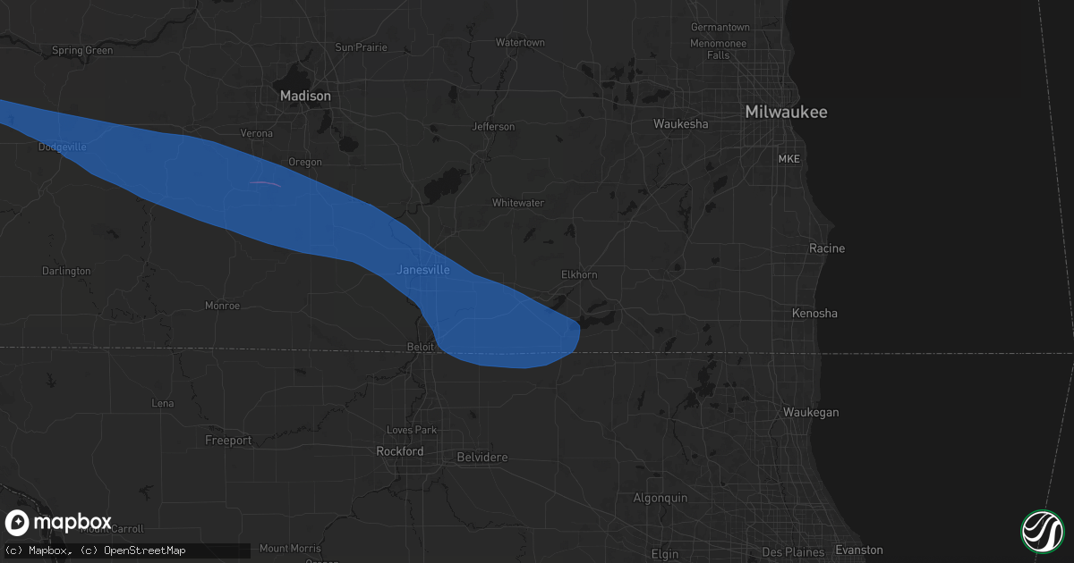 Hail map in Delavan, WI on June 17, 2026