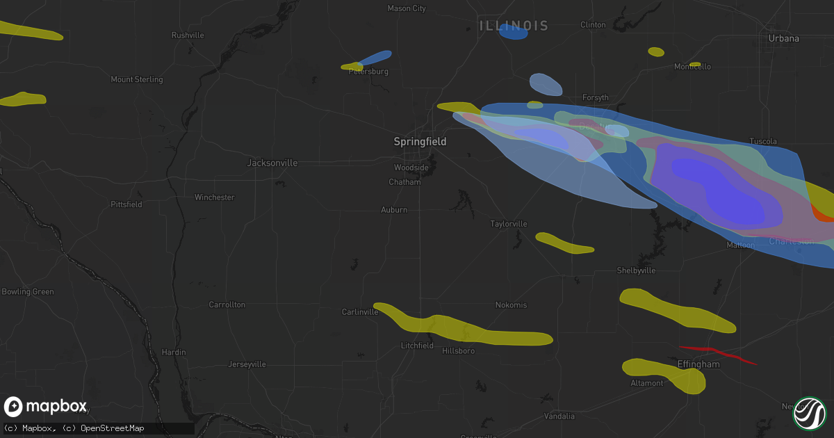 Hail map in Divernon, IL on June 17, 2026