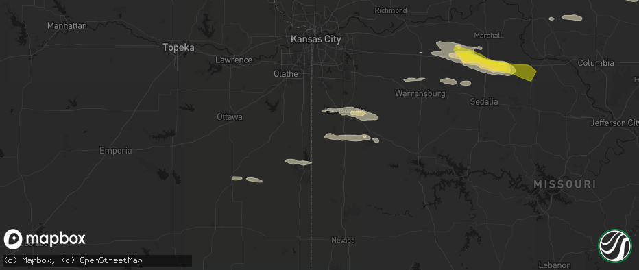 Hail map in Drexel, MO on June 17, 2026