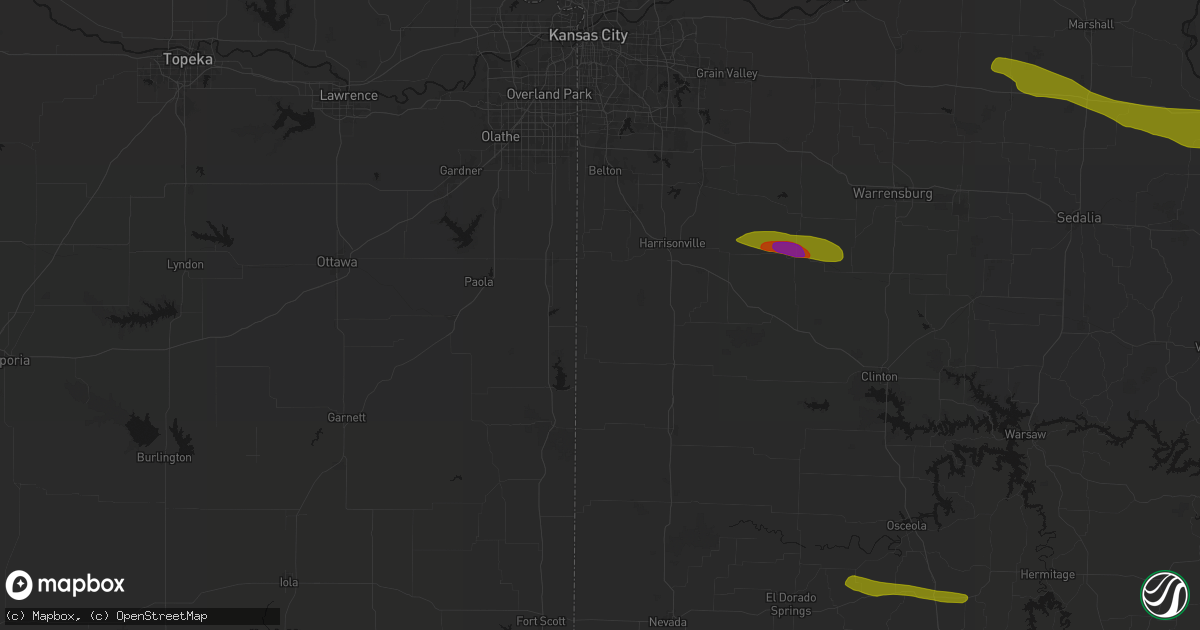 Hail map in Drexel, MO on June 17, 2026