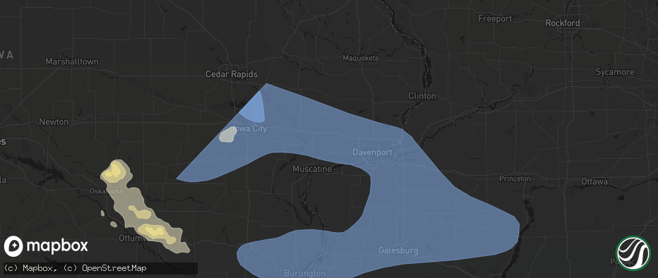 Hail map in Durant, IA on June 17, 2026