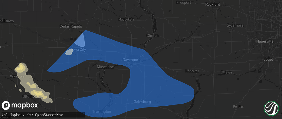 Hail map in East Moline, IL on June 17, 2026