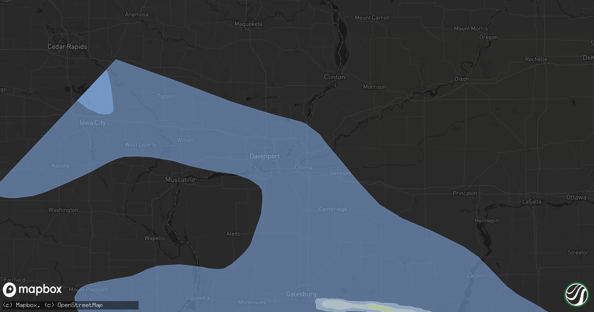 Hail map in East Moline, IL on June 17, 2026