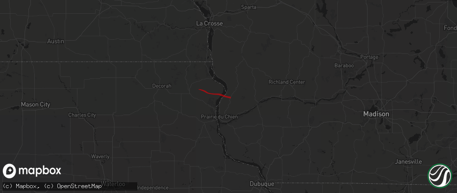Hail map in Eastman, WI on June 17, 2026