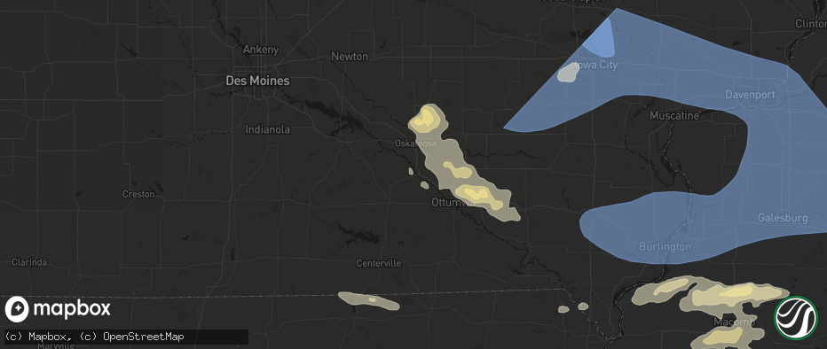 Hail map in Eddyville, IA on June 17, 2026