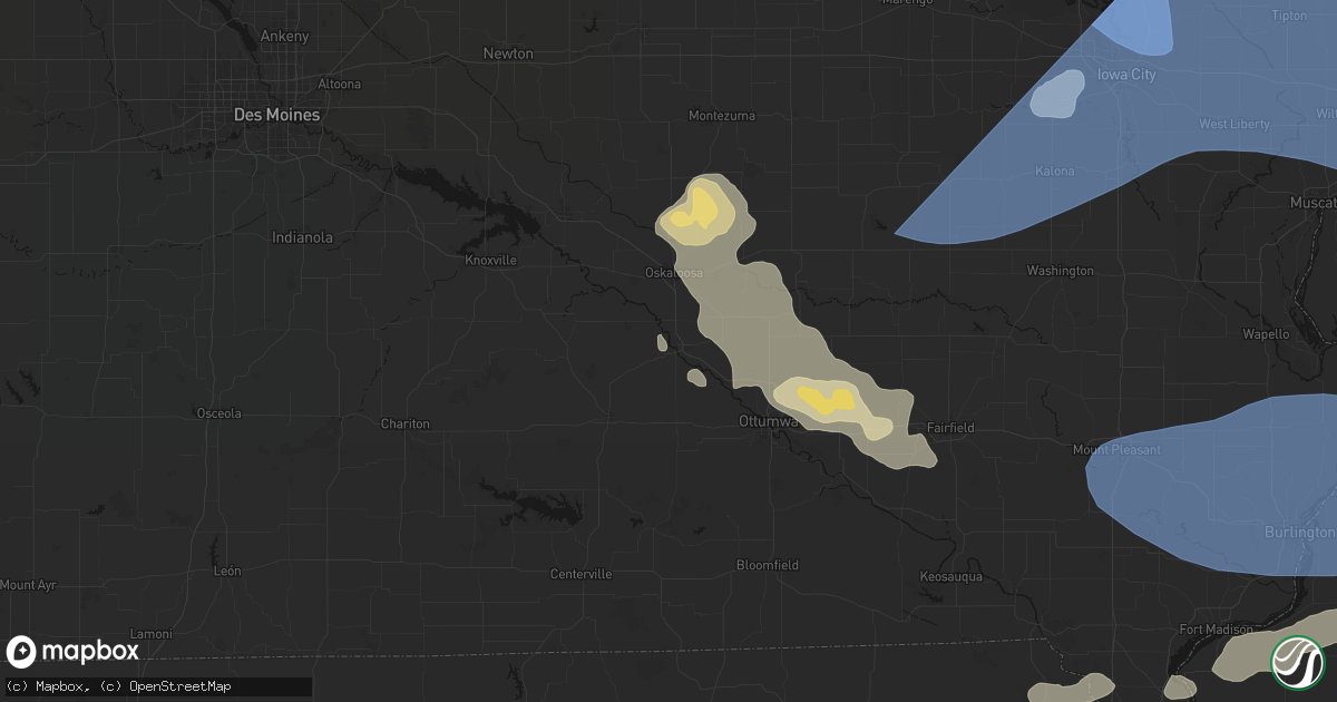 Hail map in Eddyville, IA on June 17, 2026