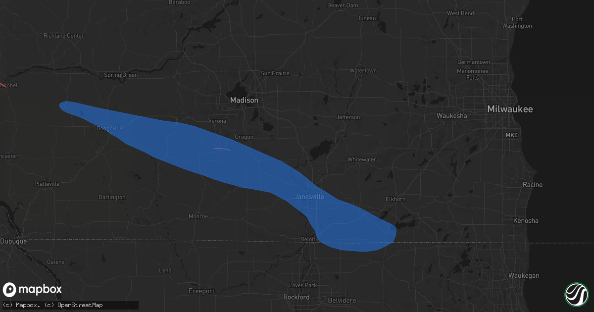 Hail map in Edgerton, WI on June 17, 2026