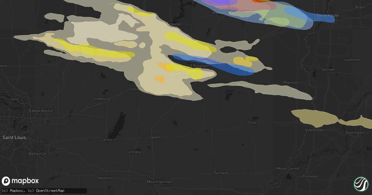 Hail map in Edgewood, IL on June 17, 2026