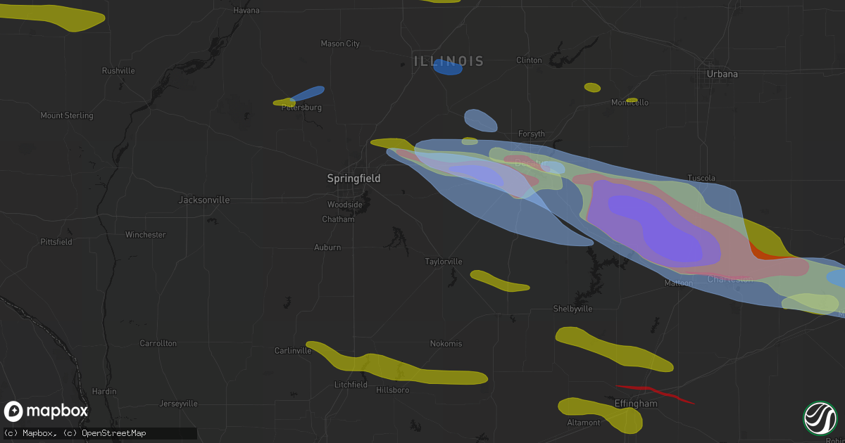 Hail map in Edinburg, IL on June 17, 2026