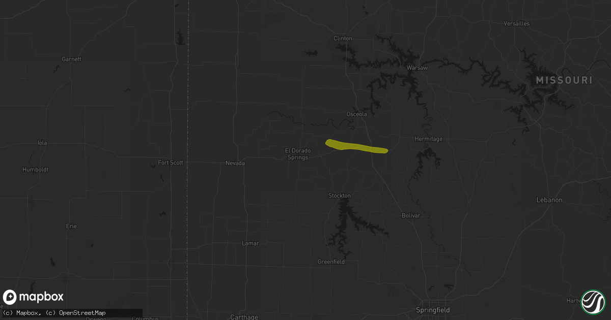 Hail map in El Dorado Springs, MO on June 17, 2026
