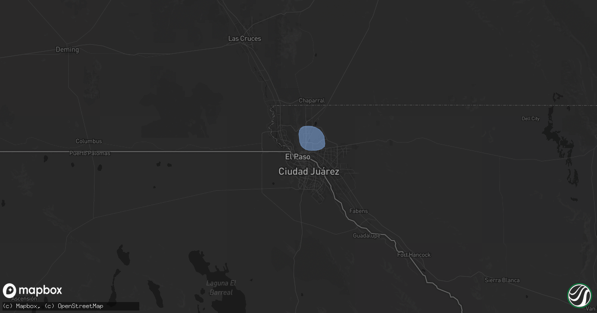 Hail map in El Paso, TX on June 17, 2026