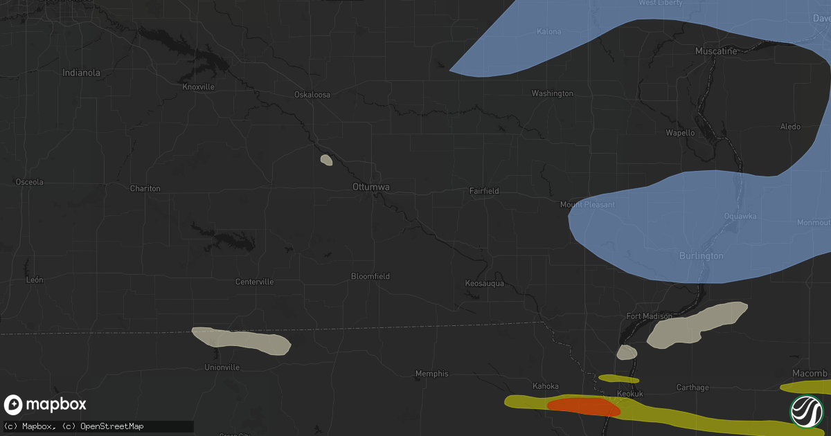 Hail map in Eldon, IA on June 17, 2026