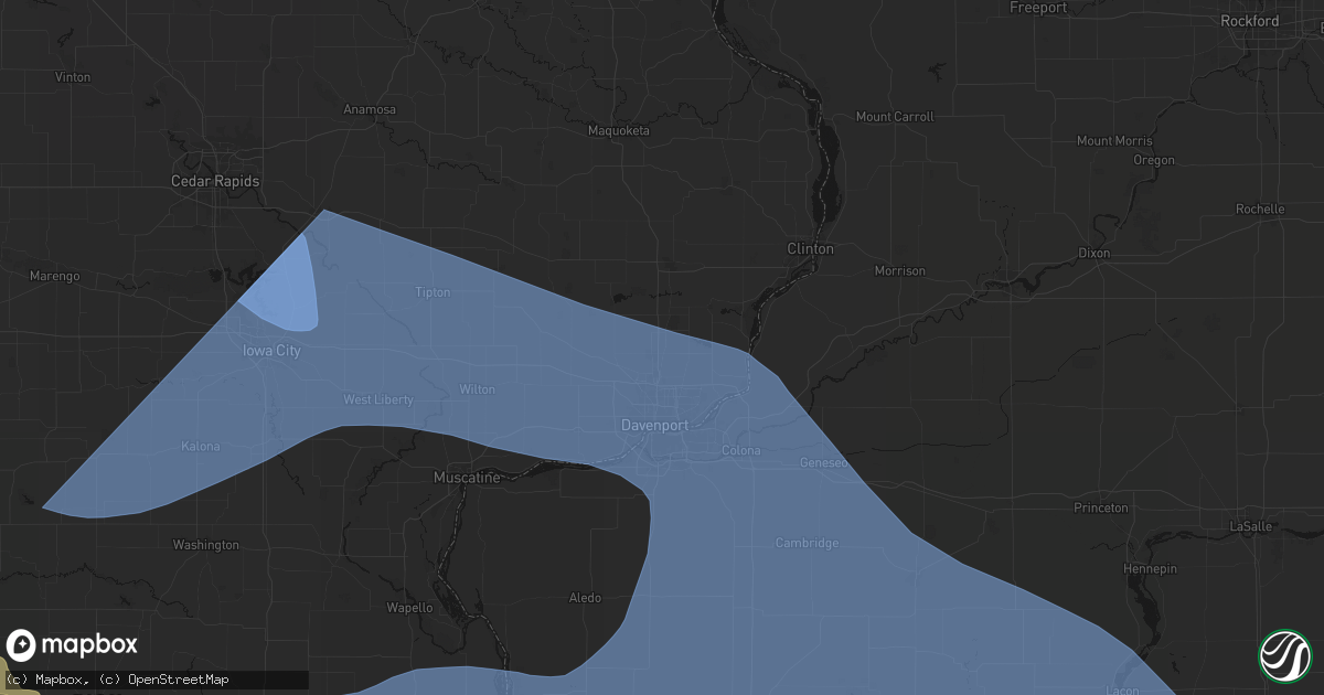 Hail map in Eldridge, IA on June 17, 2026