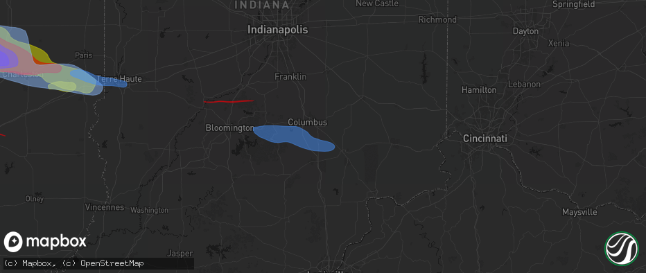 Hail map in Elizabethtown, IN on June 17, 2026