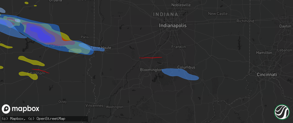 Hail map in Ellettsville, IN on June 17, 2026