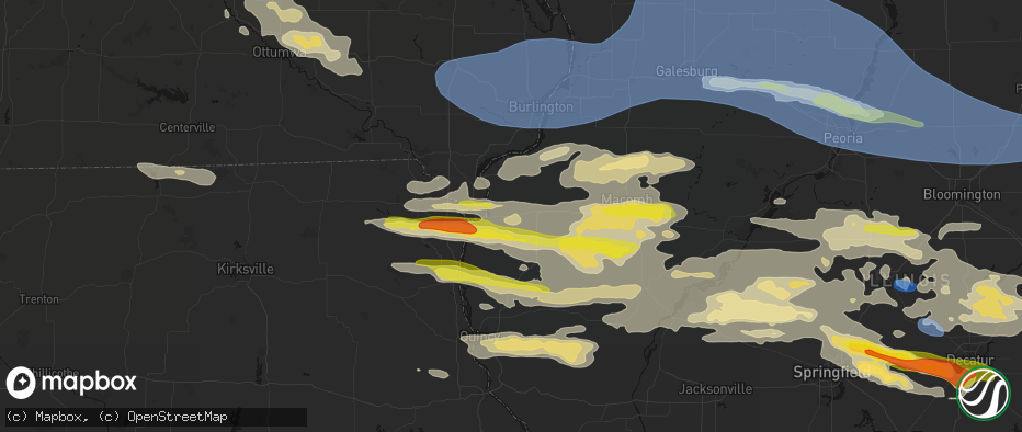 Hail map in Elvaston, IL on June 17, 2026