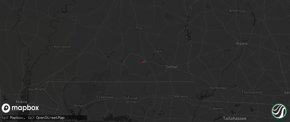 Hail map in Enterprise, AL on June 17, 2026