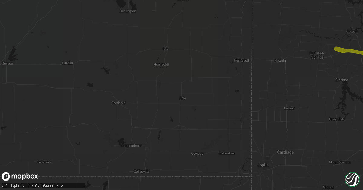 Hail map in Erie, KS on June 17, 2026