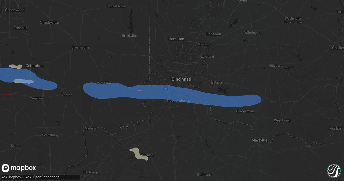 Hail map in Erlanger, KY on June 17, 2026