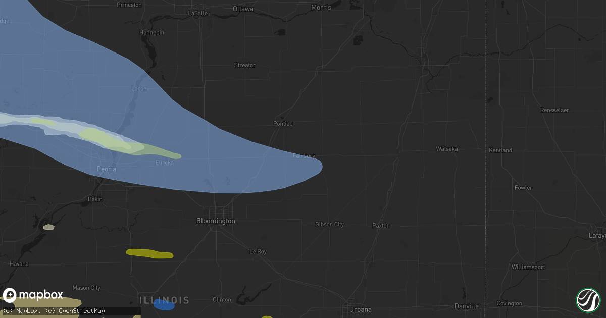 Hail map in Fairbury, IL on June 17, 2026