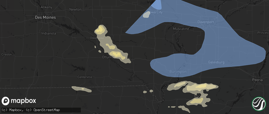 Hail map in Fairfield, IA on June 17, 2026