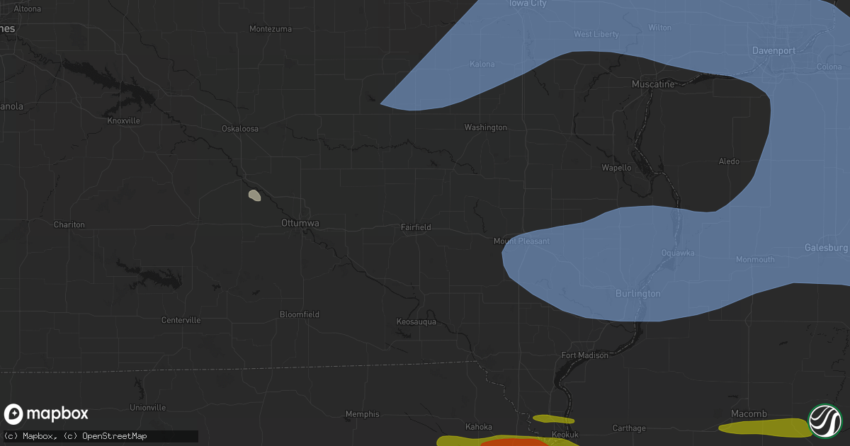 Hail map in Fairfield, IA on June 17, 2026