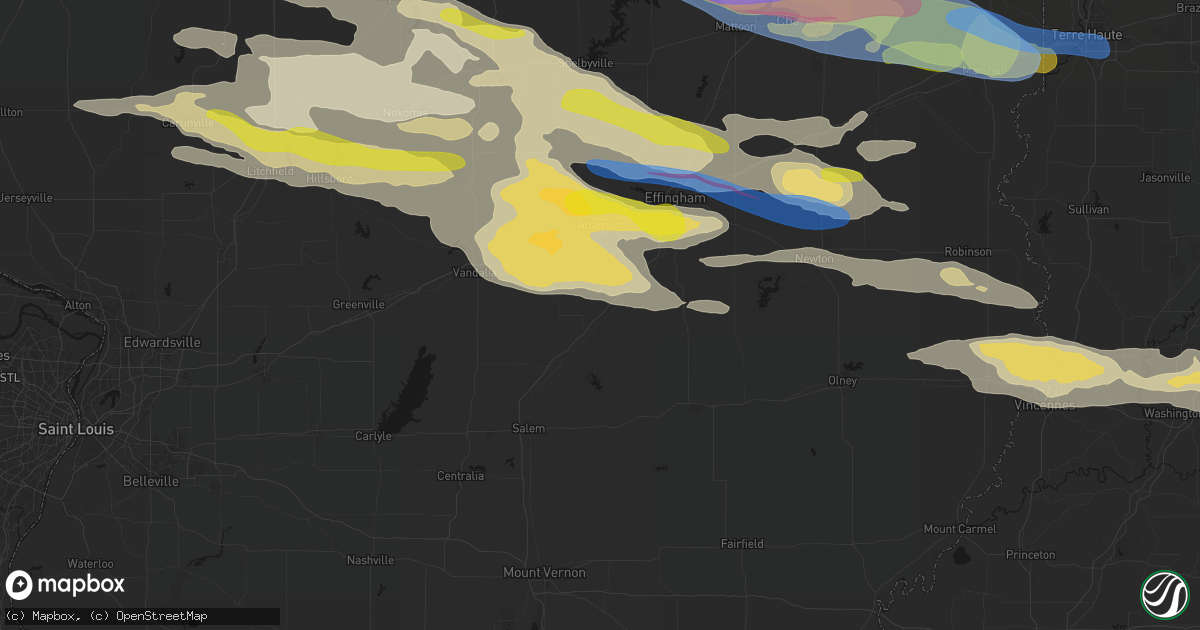 Hail map in Farina, IL on June 17, 2026