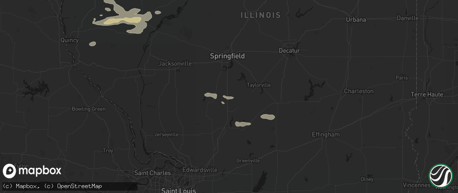Hail map in Farmersville, IL on June 17, 2026