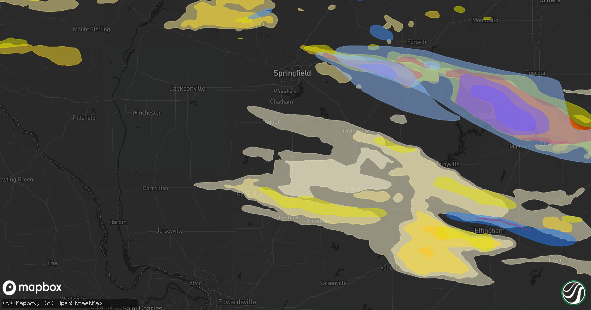 Hail map in Farmersville, IL on June 17, 2026