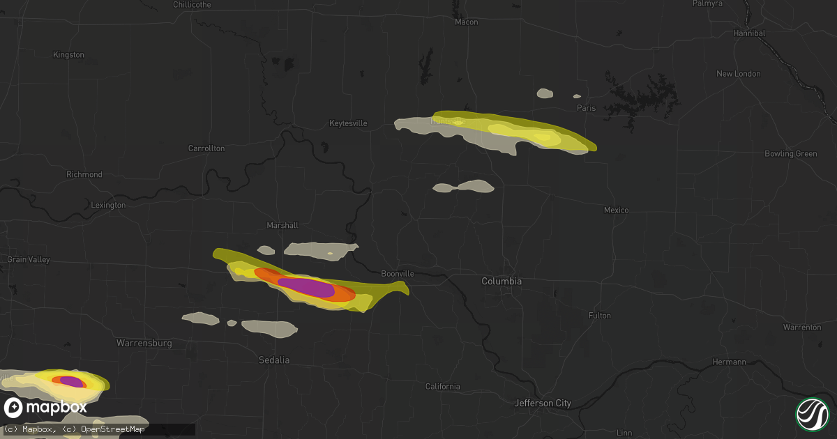 Hail map in Fayette, MO on June 17, 2026