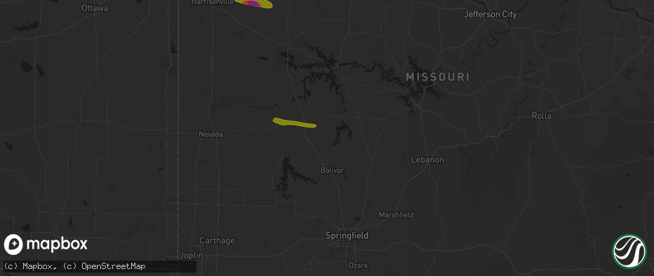 Hail map in Flemington, MO on June 17, 2026