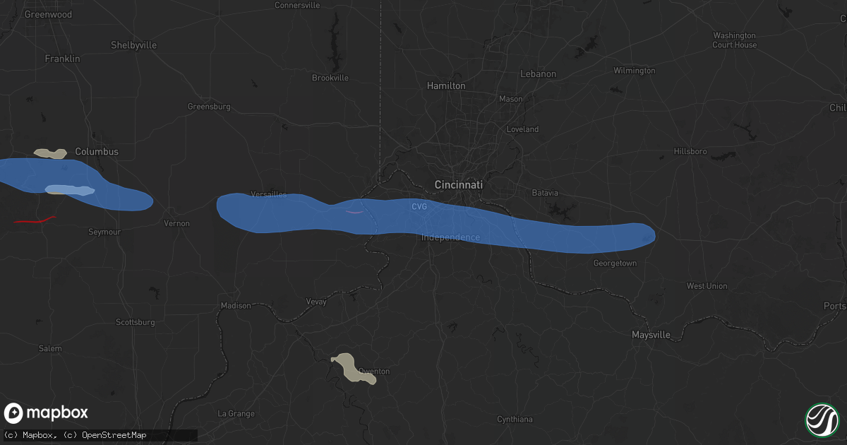 Hail map in Florence, KY on June 17, 2026