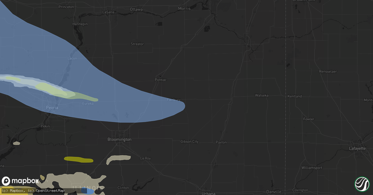 Hail map in Forrest, IL on June 17, 2026
