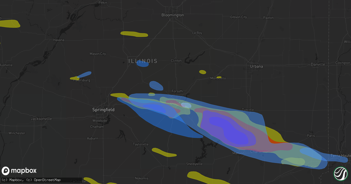 Hail map in Forsyth, IL on June 17, 2026