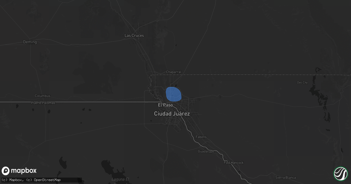 Hail map in Fort Bliss, TX on June 17, 2026