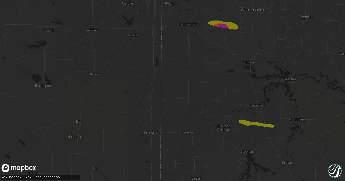 Hail map in Foster, MO on June 17, 2026