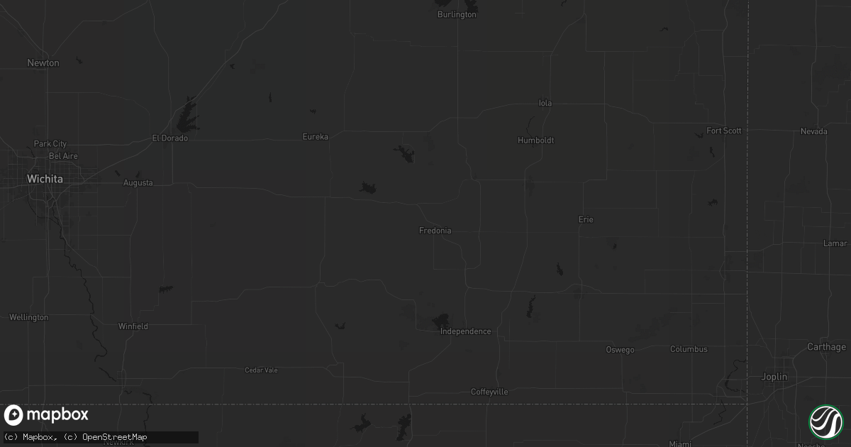Hail map in Fredonia, KS on June 17, 2026