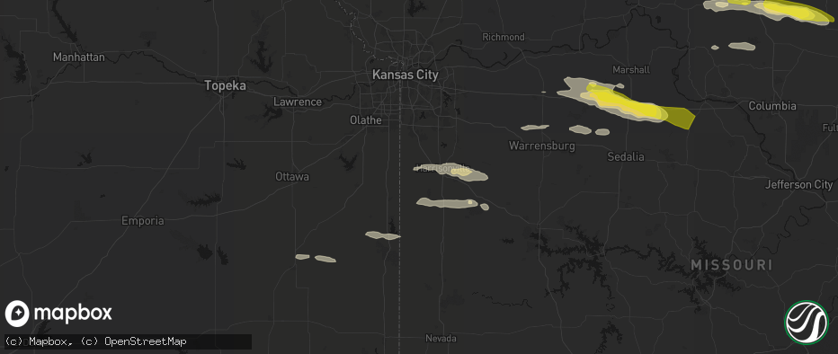 Hail map in Freeman, MO on June 17, 2026