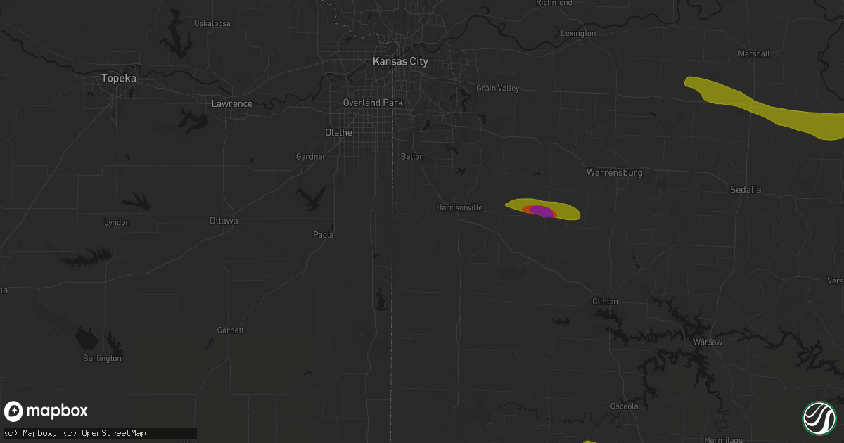 Hail map in Freeman, MO on June 17, 2026
