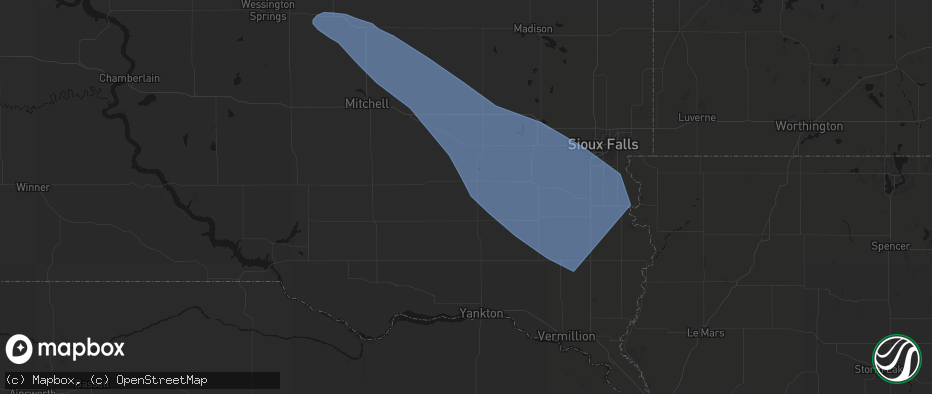 Hail map in Freeman, SD on June 17, 2026