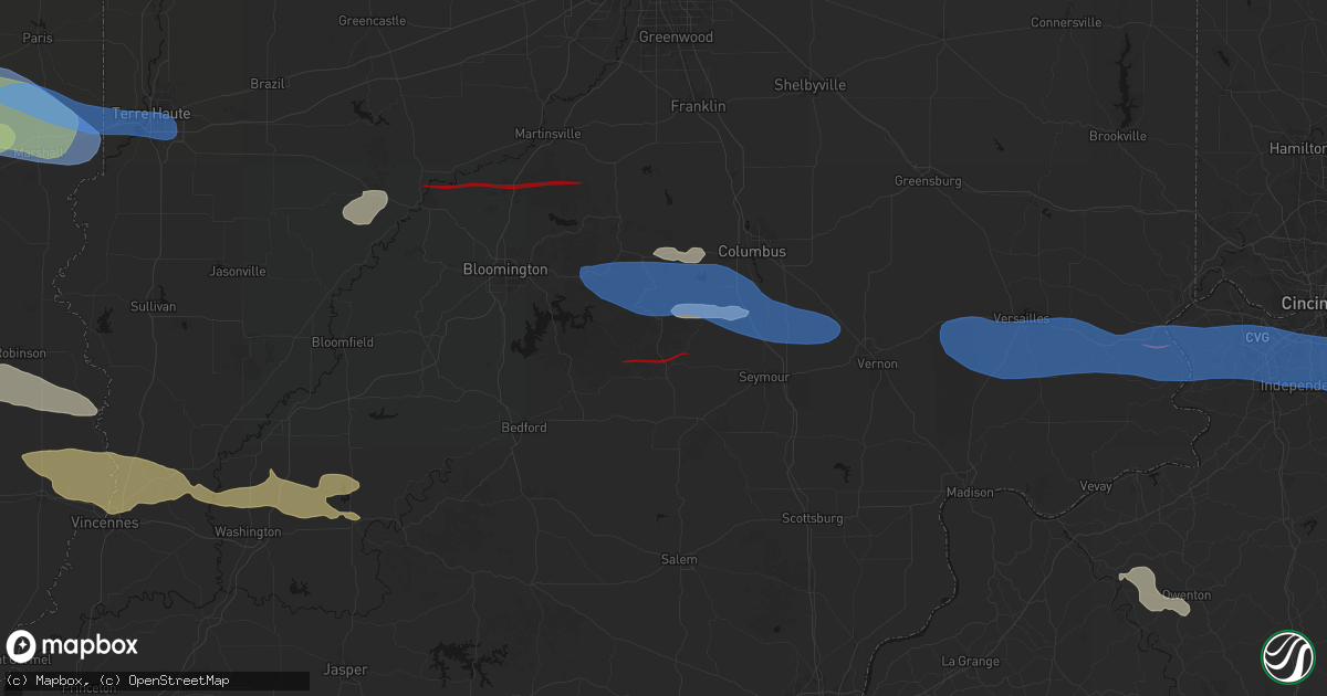 Hail map in Freetown, IN on June 17, 2026